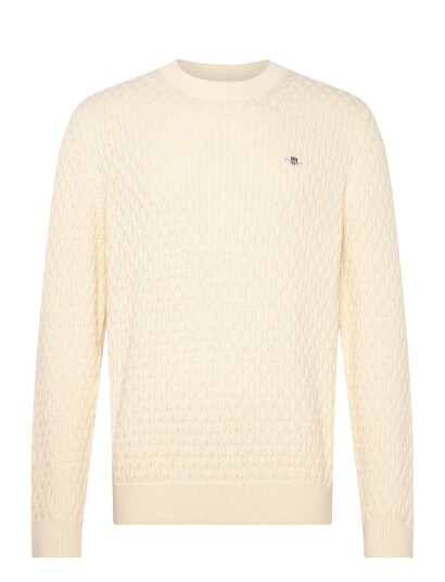 GANT Textured Cotton C Neck   Cream   XXL