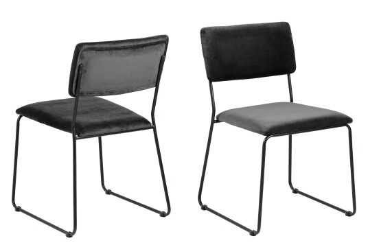 Corcica spisestuestoler mørk grå, metall svart.