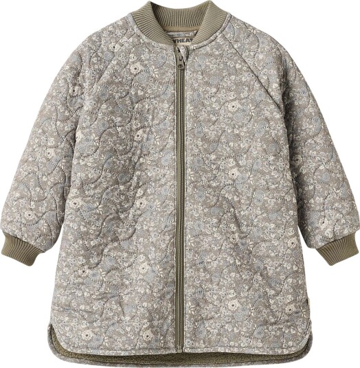 Wheat Termojakke m. Fleece Helga Grey Stone Blomster Wheat 5 år (110) Termoklær Armygrønn Grå Grønn