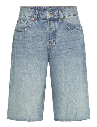 Monki Peggy Low Waist Loose Baggy Leg Denim Shorts - Blue - 29