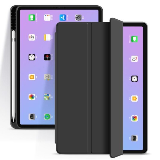 Estuff Pencil Case - Skjermdeksel For Nettbrett - Polyuretanlær, Termoplast-Polyuretan (Tpu) - Svart - 10.2" - For Apple 10.2-Inch Ipad (7. Generasjon)