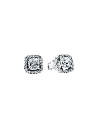 PANDORA Sterling Silver Stud Earrings With Clear Cubic Zirconia Silver One Size