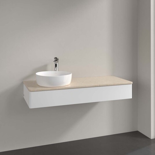 Villeroy & Boch Antao Servantskap med 1 skuff 120x50x19 cm u/lys Hvit Matt/Crème Villeroy & Boch Antao Servantskap med 1 skuff 120x50x19 cm u/lys Hvit Matt/Crème