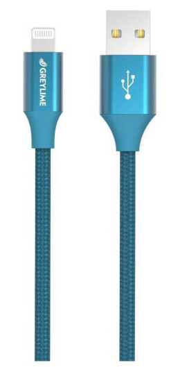 GreyLime Braided USB-A til MFi Lightning Kabel Blå 1 m