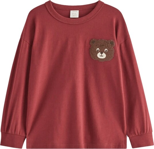 Lindex Long Sleeved Top With Terry Applique Burgundy 116