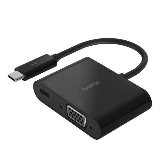 Belkin USB-C til VGA Adapter med Strømforsyning - 60W, Svart Belkin USB-C til VGA Adapter med Strømforsyning - 60W, Svart