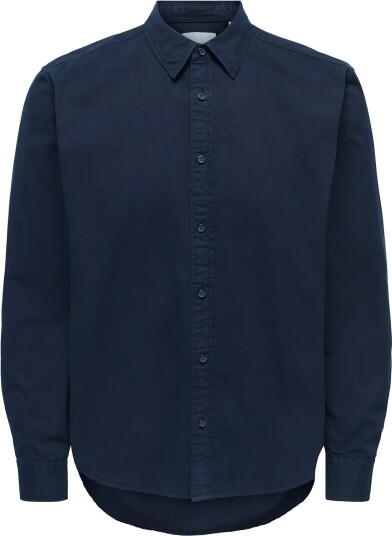 ONLY & SONS Onspalo Overdyed Ls Reg Shirt   DARK NAVY   XL
