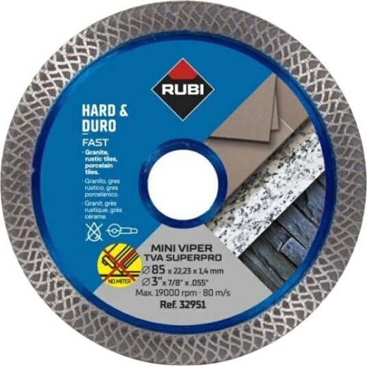 Rubi TVA 85 Superpro Turbo-Viper Diamantblad - 85mm (For Harde Materialer)
