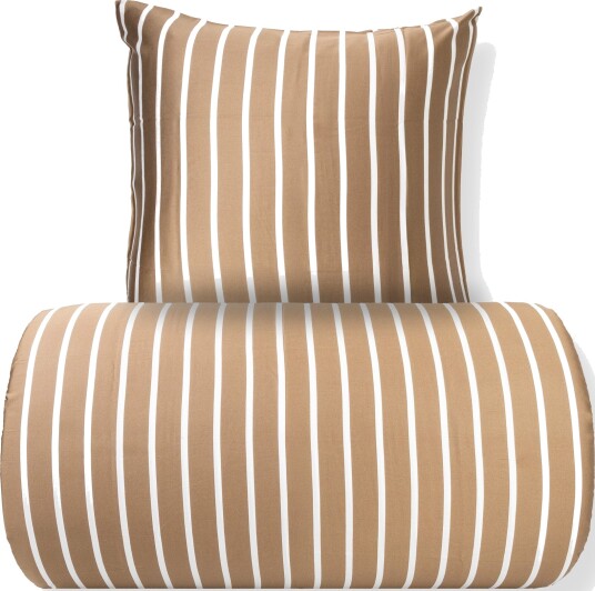 Nature By Borg Bambus sengetøy 100% bambus Beige stripet