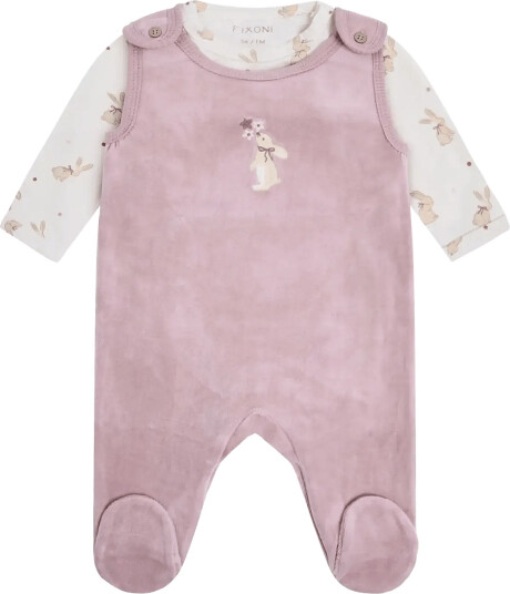 Blå Set W. Body And Velour Romper Purple 68
