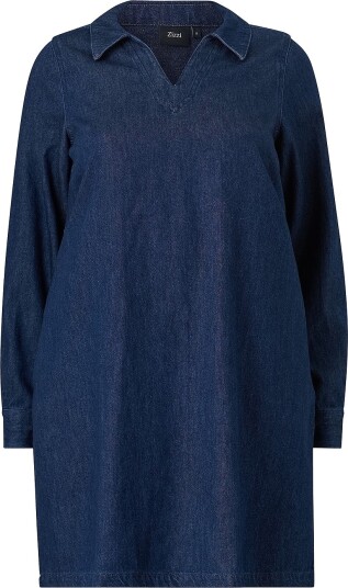 Zizzi Denimkjole jEnna L/S Blå