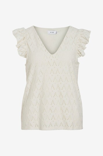 Vila Bluse viAmalina V neck C/s Top/pb Beige