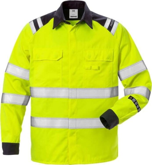 Fristads Flamme Høy Synlighet Skjorte Cl 3 7050 ATS Hivis Gul / Marineblå XS Fristads Flamme Høy Synlighet Skjorte Cl 3 7050 ATS Hivis Gul / Marineblå XS
