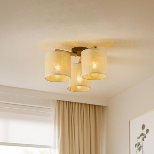 TK Lighting Taklampe Deva tekstil 3 lyskilder