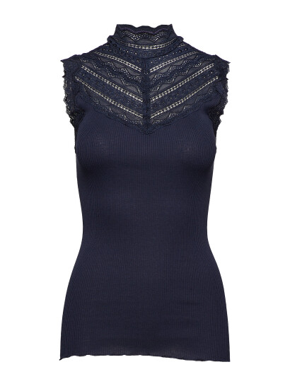 Rosemunde Rwbenita Silk Sl Turtleneck Lace To - Blue - XS Rosemunde Rwbenita Silk Sl Turtleneck Lace To - Blue - XS