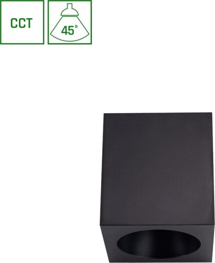 Chloe 7W firkantet påbygningsspot CCT sort UGR19 90x90mm 230V inkl. lyskilde Dimbar : Ikke dimbar