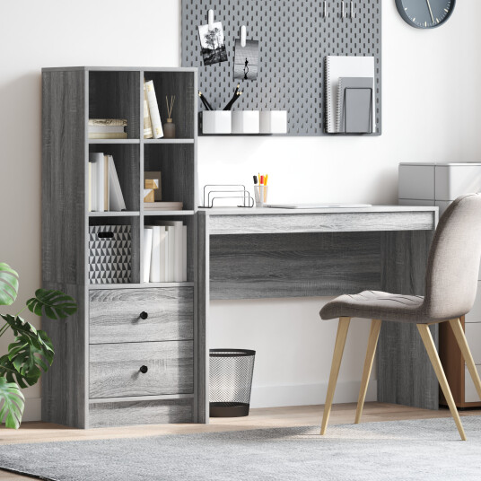 Skrivebord med lagring 2 pcs Grå sonoma 100 x 40 x 76 cm