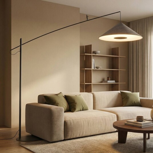 Euluna Buelampe Poise Nowodvorski Lighting Aluminium / grå / sink Stue / spisestue Metall Moderne Gulvlampe skjerm