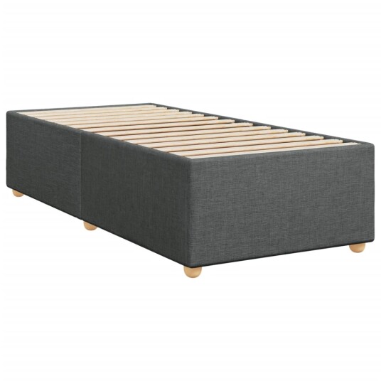 Seng med madrass boksfjær mørkegrå 90x200 cm stoff 8721102702280