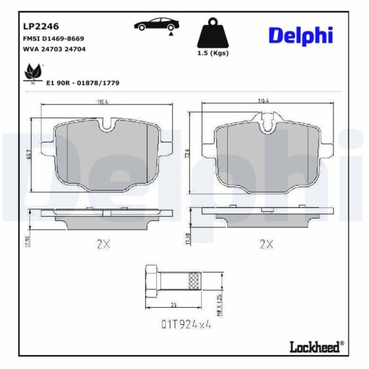 Bremseklosser DELPHI LP2246 Bremseklosser DELPHI LP2246