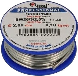 Cynel Loddemetall Med Fluss Cynel Sn60pb40 Sw26 2.00Mm 100G