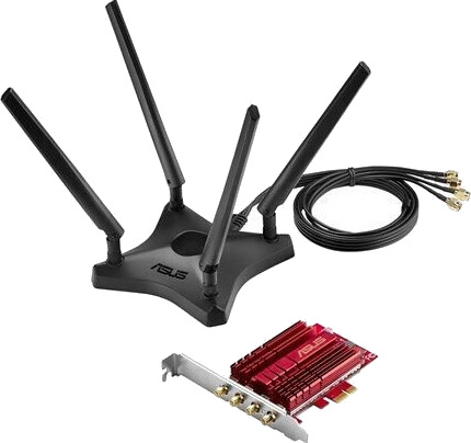ASUS PCE-AC88 AC3100 Dual Band PCIe Wi-Fi Adapter with High Power Design for Longer WiFi Range