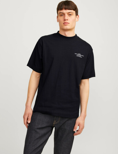 Jack & Jones Jprblachad Branding Ss Crew Neck Tee Sn - Black - S