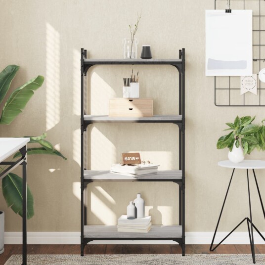 Bokhylle 4 etasjer grå sonoma 60x30x120 cm konstruert tre 8721012194373