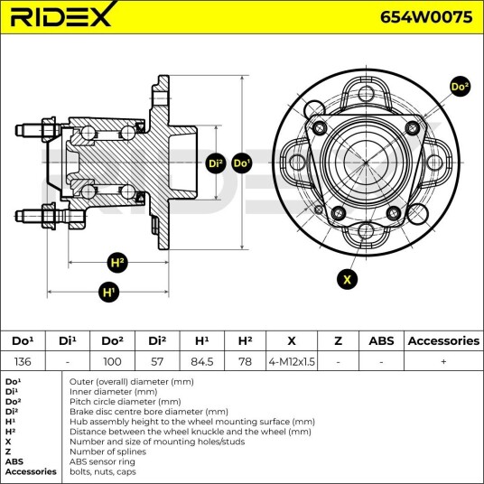 RIDEX 654W0075 Hjullager RIDEX 654W0075 Hjullager