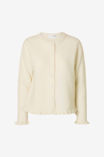 Selected FEMME Kardigan slfLulu Frill LS Knit Hvit