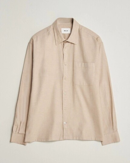 NN07 Deon Brushed Light Flannel Shirt Desert Khaki