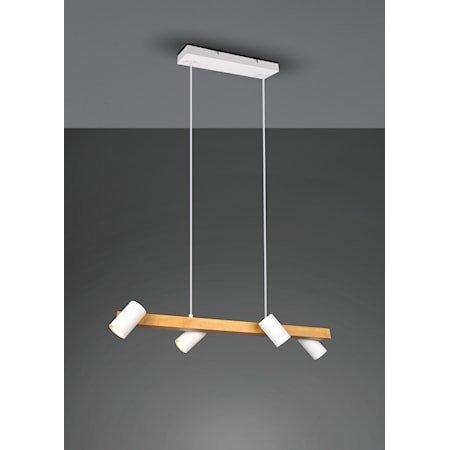 Marley Taklampe 80 cm 4L 4 x GU10 Hvit/Tre