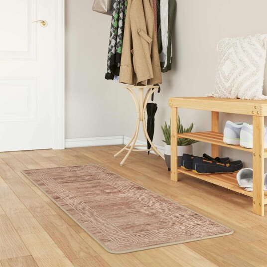Teppe Runner MARSA Hvit 50 x 200 cm Polyester og PVC Teppe Runner MARSA Hvit 50 x 200 cm Polyester og PVC