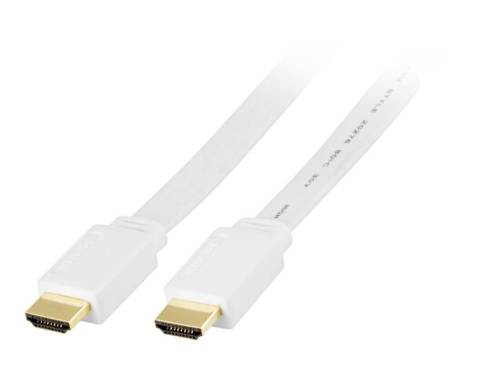 Deltaco HDMI-kabel 2 m Flat Hvit med Ethernet 4K