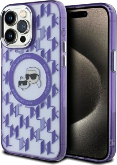 Karl Lagerfeld IML Monogram MagSafe Mobildeksel til iPhone 15 Pro - Lilla