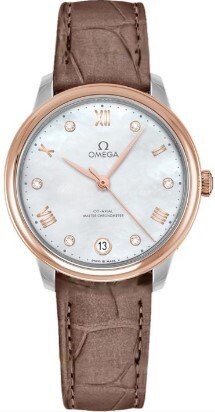 Omega Dameklokke 434.23.34.20.55.001 De Ville Prestige Hvit/Lær Ø34
