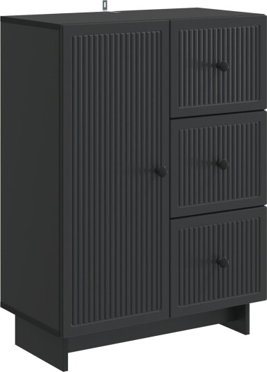 Serviesskap med skuff Svart 66 x 34,5 x 90 cm Konstruert tre Serviesskap med skuff Svart 66 x 34,5 x 90 cm Konstruert tre
