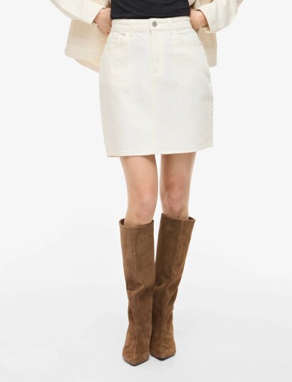 Vila Vikaja Jaf Denim Skirt Noos Cream 42 Vila Vikaja Jaf Denim Skirt Noos Cream 42