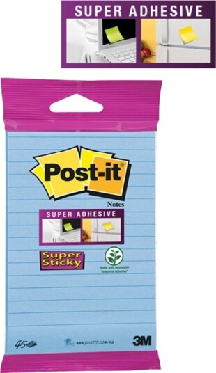 Post It Klistrelapper Super Sticky 6844 L Nb 152X102 Mm 45 Kort Hengende Blå