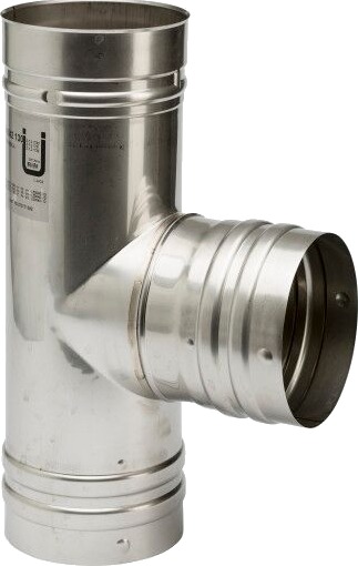 100 mm Metalbestos Omega T-stykke 90° med fast grenrør