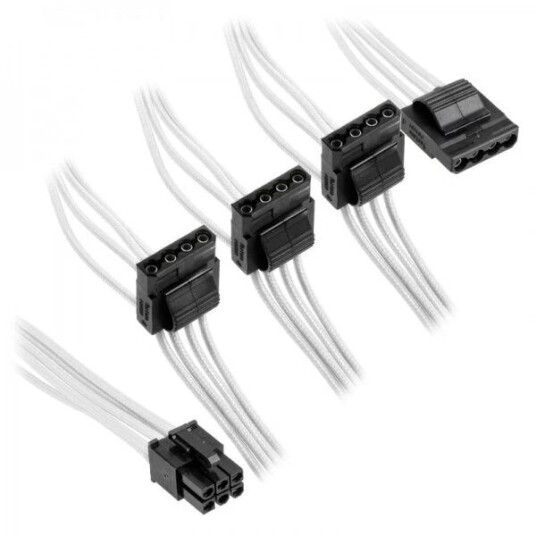 Type 3   Individually Sleeved White Molex 4 pin with 4 connectors