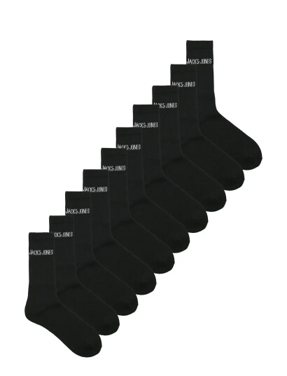 Jack & Jones Jacregen Tennis Socks 10 Pack Jnr Ln Black 33 37