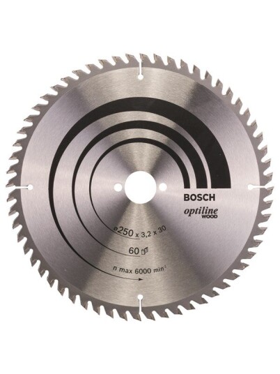 Bosch Optiline Wood Sirkelsagblad 250 mm for Tre med 60 Tenner Bosch Optiline Wood Sirkelsagblad 250 mm for Tre med 60 Tenner