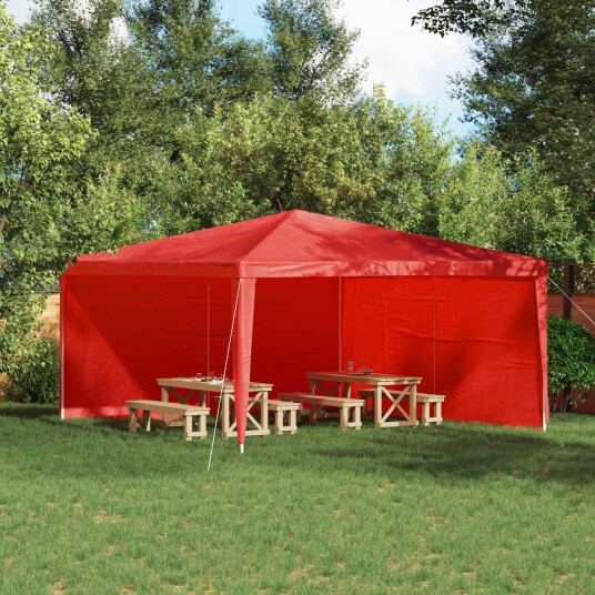 vidaXL Party Telt Sidevegg 2 stk. 400 x 195 cm Rød PE og stål