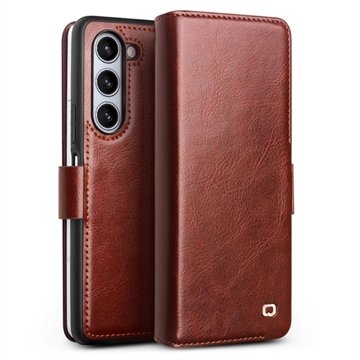 Samsung Galaxy Z Fold5 Qialino Classic Lommebok-deksel I Lær Mørkebrun