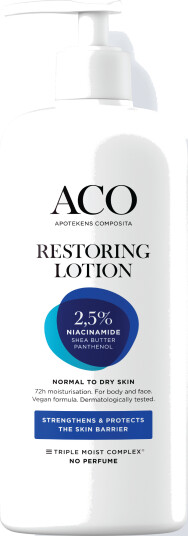 Aco Restoring Lotion 300 ml - Fuktighetsgivende og Beroligende Ansiktskrem med Niacinamid Aco Restoring Lotion 300 ml - Fuktighetsgivende og Beroligende Ansiktskrem med Niacinamid