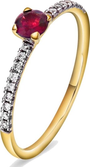 Pan Jewelry Ring med diamanter 0,10ct med rhodolitt størrelse Ring med diamanter 0,10ct med rhodolitt Str. 56