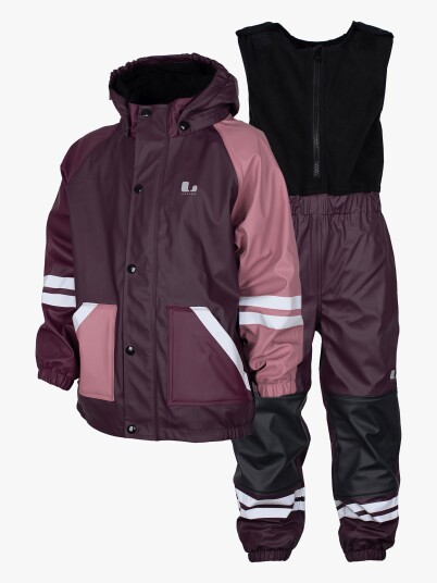 Lindberg Kids' Fagerhult Rain Set Fleece Plum/dry Rose 100