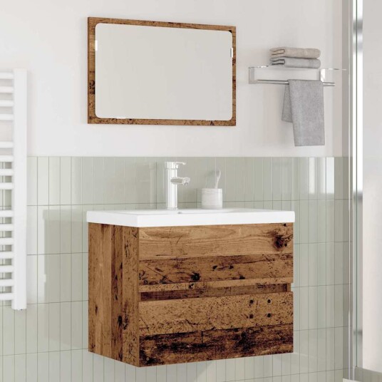 Baderomsinnredningssett 3 pcs Gammelt tre 60 x 38.5 x 45 cm Baderomsinnredningssett 3 pcs Gammelt tre 60 x 38.5 x 45 cm