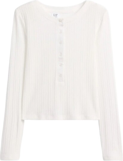 GAP Rib Henley T Shirt From The Gap Collection NEW OFF WHITE 140/146